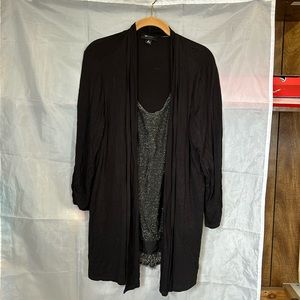 Black attached cardigan shirt